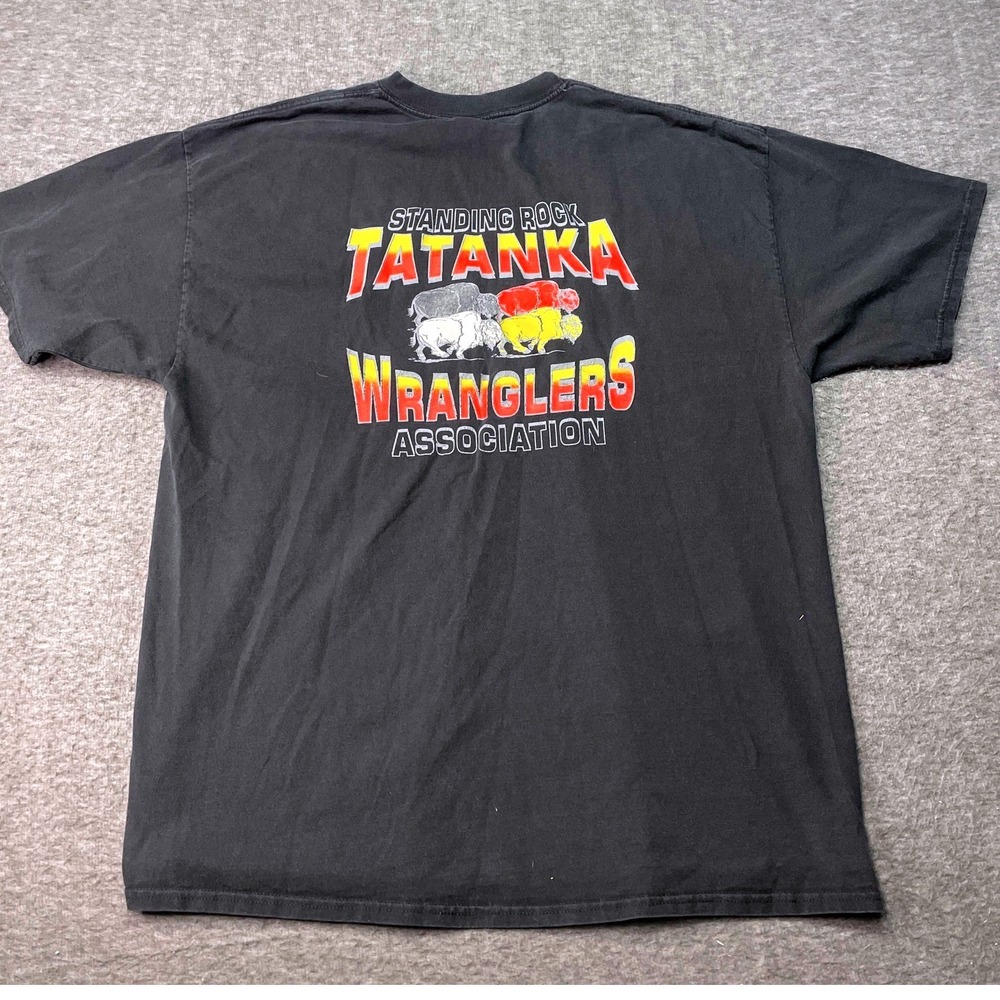 Vintage Buffalo Roundup‎ Shirt Mens 2XL 2011 Black Graphic Tee Casual Tatanka